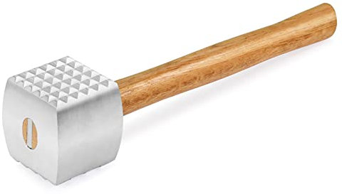 Herramienta de martillo ablandador de carne de 12.6 pulgadas, mazo de carne de aluminio 304 para ablandar filete, carne de res, cordero, pollo, aves de corral, carne picada, lado plano y texturizado