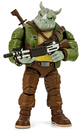 The Loyal Subjects BST AXN Teenage Mutant Ninja Turtles Rocksteady 5 Action Figure with Accessories, Multicolored