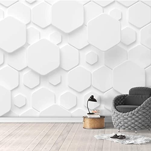YABAOST Papier Peint Panoramique 3D 140X70Cm Décoration Murale Xxl Poster Tableaux Muraux Tapisserie Photo Trompe L'Oeil Blanc Mode Polygone Canapé Tv Fond Mur Peinture Fond D'Écran