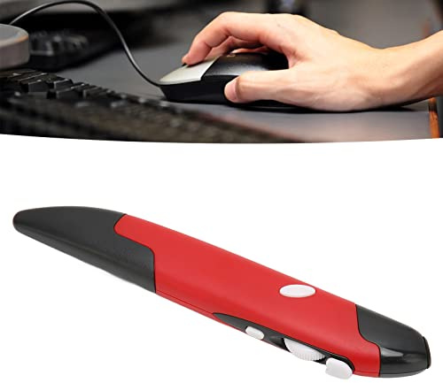 Annadue Kabellose Optische Taschenstiftmaus, 2,4 G USB Kabellose Optische Stiftmaus, 800/1200/1600 DPI Einstellbare Handschriftmäuse mit Typ C und Micro USB Adapter für PC, Laptop(Rot)