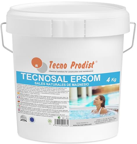 TECNOSAL EPSOM by TECNO PRODIST (4 Kg) Sali Epsom, sale da bagno, trattamento corpo 100% naturale, terapie di galleggiamento, bagni ad immersione, piscine