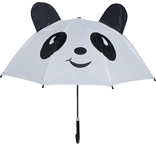 noTrash2003 Parapluie enfant avec grenouille 3D verte, panda ours 3D blanc ou lion jaune parapluie pour filles et garçons, petit parapluie de 70 cm de diamètre, Panda (blanc), S