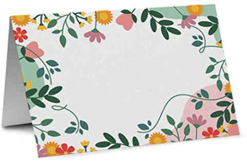 Partycards 50 Stück Tischkarten Hochzeit, Platzkarten für Kommunion Konfirmation, Namensschilder Geburtstag, Tischdeko Namenskarten Taufe, Tischdekoration, Namensschild, Tischkarten Geburtstag
