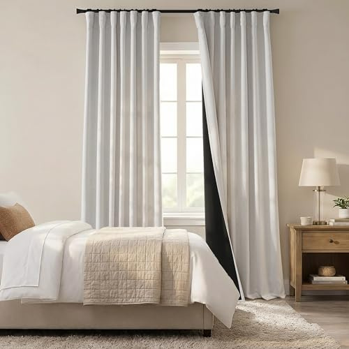 120 Inch Long Large Curtains for Living Room,10FT Length Extra Size Linen Blackout Big Curtains for Loft High Ceilings Patio Sliding Glass Doors,Total Width 100 In x 10 FT,Greyish Off White Ivory
