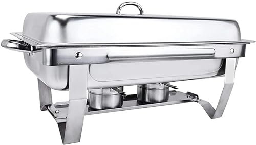Piatto scaldavivande in acciaio inossidabile, set di piatti da buffet, con portapentole per carburante, set professionale per catering, buffet e feste (doppia griglia) (Doppia griglia)