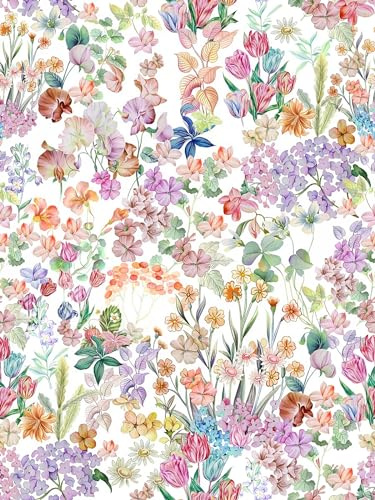 Verdicken Tapete Blumen, 44.5 x 300 cm, Abzieh- und Klebetapete, Vinyl, Selbstklebend, für Schlafzimmer und Küche