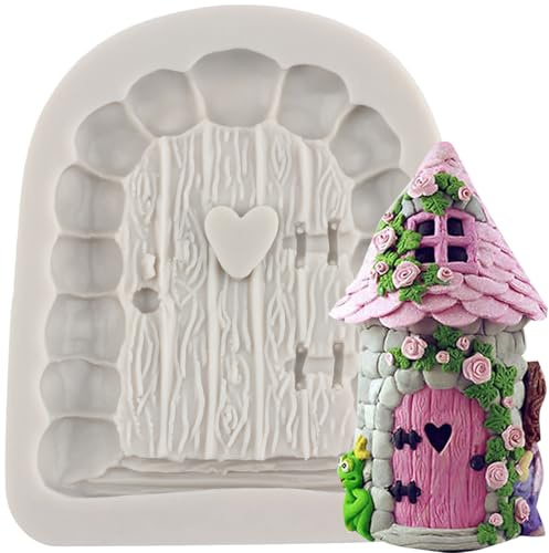 MINFEIDMS Fairy Garden Fairy Gnome Home Door Silicone Fondant Moulds | Chocolate Cake Decoration Sugar Craft Cupcake Topper Gum Paste Candy Polymer Clay