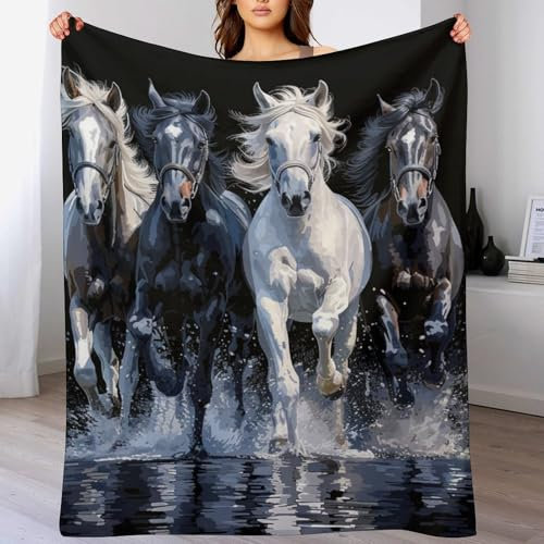 Pferd Kuscheldecke – Warme Und Weiche Wolldecke Für Herbst- Und Winterabende, Ideal Für Ihr Zuhause 100×130cm