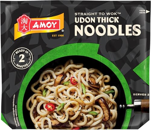 Amoy Straight To Wok Udon Thick Noodles, 2 x 150 g (Pack of 6)