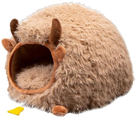 Katzenhöhle Betten für Indoor-Katzen, Winter-Katzenhöhle in Yak-Form, einzigartiges Katzenhöhlen-Design, warmes Katzenversteck, stilvolle Katzenmöbel, einzigartiges Yak-Design Haustierbett für Katzen