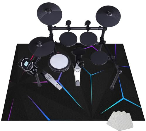 Schalldicht Drum Teppich - Trommel Teppich für Bass drum Snare und andere Musikinstrumente - Rutschfest Schlagzeug Matte - Professionelles rechteckiges Elektronisches Jazz Schlagzeug Kit 160 x 120 cm
