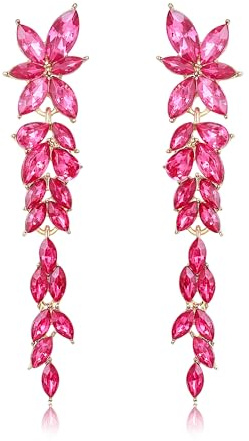 EVER FAITH Marquise Crystal Bridal Earring for Bride Bridesmaid, Elegant Rhinestone Chandelier Flower Wedding Prom Dangle Earrings for Women