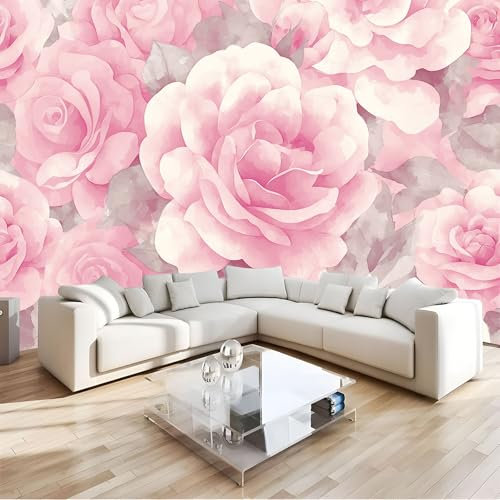 JEDTAKCT 260X175Cm Seidetapete Aquarell Rosentapete Elegance Tapete Im Mittelalterliche Blumen Design Tapete Wandtapete Wohnzimmer Schlafzimmer Flur Strukturtapete