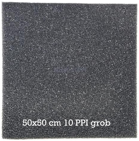 KH 1x Filterschaum in schwarz - Filterschwamm Teichfilter -Filtermatten für Aquarien - Filtermaterial- 50x50x3cm- PPI0-PPI20-PPI30-grob mittel-fein-Hamburger Mattenfilter (grob 50x50x3 cm 10PPI)
