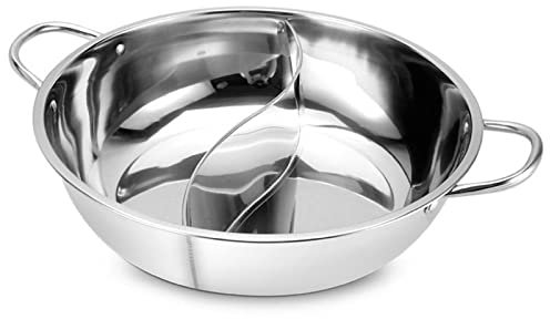 Suppentopf, Edelstahl-Hot Pot, 2 Fächer, Geschmacksunterteilt, Induktionsherd, Poliersuppe, Kochtopf, verwendbares Kochgeschirr für die Küche zu Hause