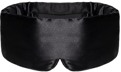 SSKHE Sovmask i siden för kvinnor och män, satin mörkläggande ögonmask, nattmask, pannband med barn, sova hemma, resor, skiftarbete, tupplur, yoga, snoozing, ljudisolerad, kylande