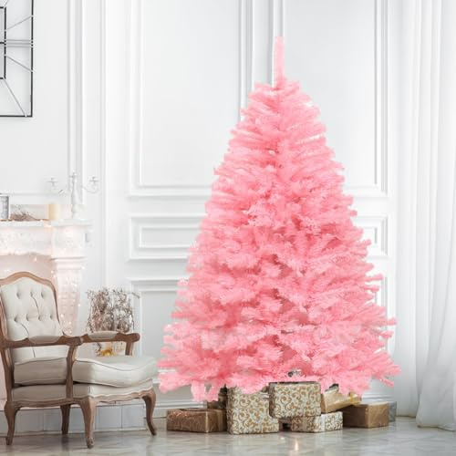 Künstlicher Weihnachtsbaum 180cm, Weihnachtsbaum Künstlich(Ø ca. 90 cm) - Rosa Weihnachtsbaumschmuck inkl. Metallständer für Deko (Rosa)
