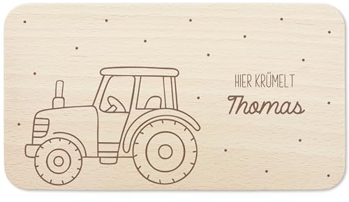 Frühstücksbrettchen Traktor Trecker Holz personalisiert Holzbrett für Jungen Geschenk Baby Holzbrettchen Brettchen Frühstücksbrett mit Gravur