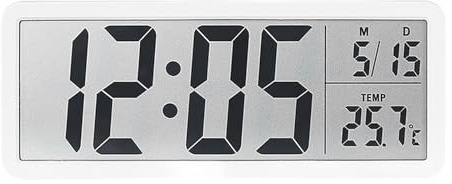 FACAIIO LCD Alarm Clock with Temperature and Humidity Display, Modern Wall or Desk Mount, Easy Read Screen, Black