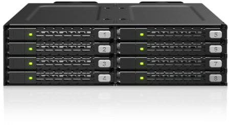 ICY DOCK Rack Amovible 8 Baies U.2 / U.3 NVMe PCIe 4.0 SSD vers 4 x SlimSAS 8i SFF-8654 dans 1 Baie 5,25 Entièrement en métal - ToughArmor MB998V4P-B