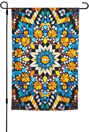 Drapeau de jardin double face - Bannière de cour marocaine - Petits drapeaux de jardin pour l'extérieur - 30,5 x 45,7 cm - Drapeau décoratif vertical pour toutes les saisons