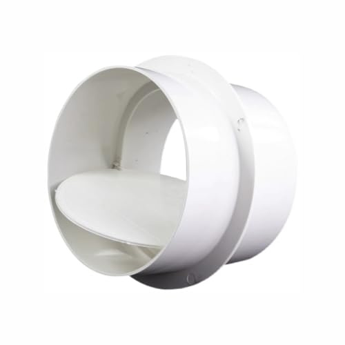 PVC Fan Check Valve Backdraught Shutter Flap, 110mm Non Return Valve Round Rigid Pipe Connector Prevents Reverse Irrigation for Kitchens Bathrooms Washrooms