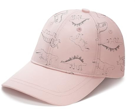 TOMEEK Solhatt barn baseballkeps söt dinosaurie fritid keps barn unisex justerbar baby bomull utomhus sporthatt pojkar och flickor anti-UV-kepsar, ROSA, L