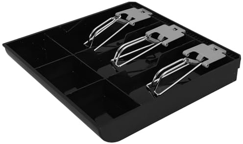 Milisten Cash Drawer Organizer 3-Compartment Money Tray with Metal Clips Cash Register Insert Tray for Retail and Shop Counter Currency Storage Box