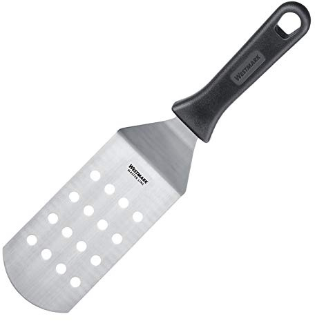 Westmark Spatola da grill professionale, Angolata, Flessibile, Forata, Dimensione lama: 7,5 x 15 cm, Lunghezza: 31,5 cm, Acciaio inox/Plastica, Master Line, Nero/Argento, 13372270