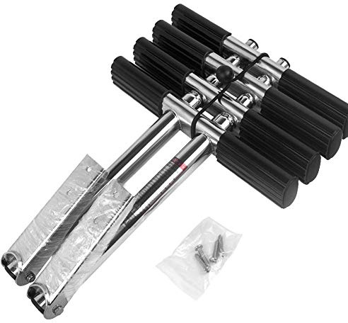 Hoffen 4 Steps Ladder Stainless Sport/Diver Ladder Dual Vertical Telescoping Stable Tube Marine Boat RV Camper