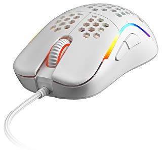HK Gaming NAOS M Ultra Lightweight Honeycomb Shell Ambidextrous Wired RGB Gaming Mouse 12 000 cpi - 7 Buttons - 59 g (Naos-M, White)