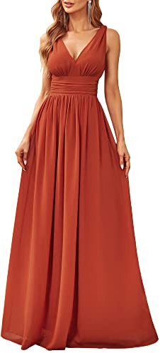 Ever-Pretty Robe de Soirée Longue Femme avec Ruchés en Mousseline de Soie Classique 09016