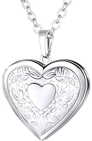 Cupimatch Collana cuore personalizzabile con foto/testo, ciondolo cornice per foto apribile gioielli alla moda, regalo perfetto per Natale, San Valentino, festa della mamma, Acciaio inossidabile