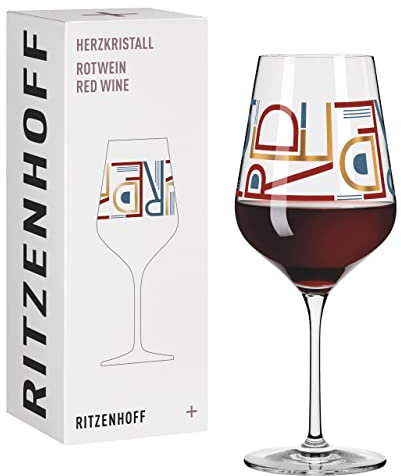 Ritzenhoff 3001010 Copa de vino tinto 500 ml - Serie Herzkristall No. 10 - Vaso con motivo de letras, oro rosa - Made in Germany