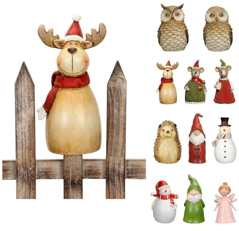 NETPROSHOP Zaunhocker Zaunfigur Elfe Zwerg Schneemann Elch u.v.m. aus Polyresin H: 16-20cm, Auswahl:Elch