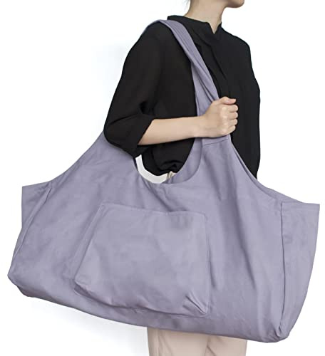 Yogatasche Große Yogamattentasche, Canvas-Yogamatten-Einkaufstasche mit Innentasche mit Reißverschluss, passend für die meisten Mattengrößen (Violett)