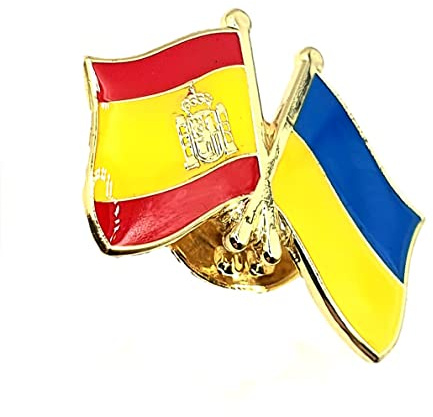 Ukraina Spanien spanska spanol metall emalj landsflagga pin emblem vänskap tillsammans, Metall