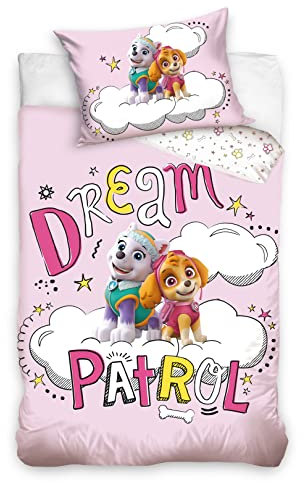 Paw Patrol Bettwäsche 100x135 40x60 Baumwolle · Babybettwäsche Kinderbettwäsche für Mädchen und Jungen · rosa · Mädchenbettwäsche