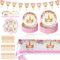 OSDUE Vajilla de Fiesta, 91 Piezas unicornio Juego de Vajilla para Fiesta, Vajilla de Fiesta para Niños Platos y Servilletas,Decoración para Tartas, Bandera, para Compromiso,Boda Aniversario
