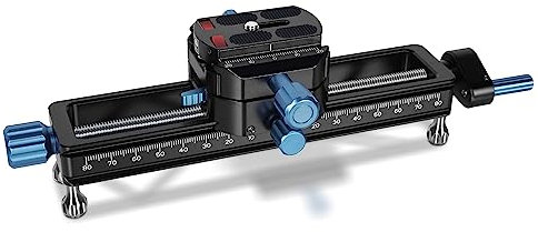 SIRUI Rail de Mise au Point Macro, Réglage Rapide pour la Photographie Rapprochée et la Macrophotographie Rail de Mise au Point Précis avec Plaque QR à Tête Pivotante à 360°, Pieds Détachables, MS18