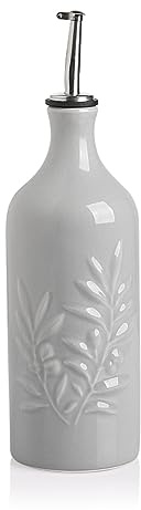 Sweejar Home Keramik Olivenöl Spender Flasche, 570ml Relief Opaque Oil Cruet schützt Öl, um Oxidation zu reduzieren, geeignet für die Lagerung von Öl, Essig, Sojasauce, Kaffeesirup, Flüssigkeiten