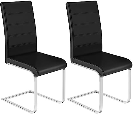 WOLTU Juego de 2 Sillas de Comedor,Piel Sintética,Negro