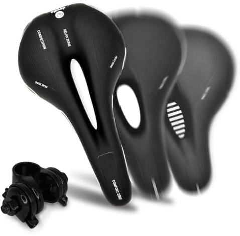 dewilo Fahrradsattel für Damen & Herren + Regenschutz & Werkzeug - Bequemer, weicher Sattel - Fahrradsitz für Fahrrad, MTB, Rennrad, Mountainbike