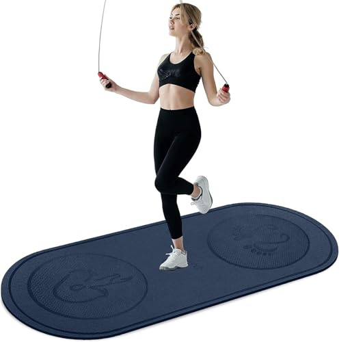 Hopprepsmatta 180 x 80 cm – stor halkfri träningsmatta för inomhus- och utomhusbruk. Perfekt som Crossrope-hopprepsträningsmatta med högdensitetsdämpning för att absorbera stötar. Idealisk för
