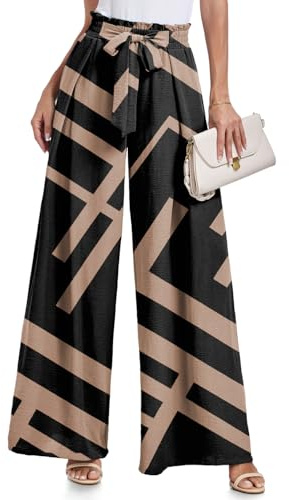 Lepunuo Wide Leg Pants for Women High Waisted Palazzo Pants Work Casual Flowy Tie Knot Trousers with Pockets