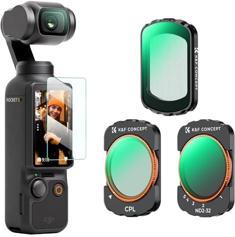 K&F CONCEPT 3-pack Filters Compatible with Osmo Pocket 3 - Magnetic CPL, Black-mist 1/4, VND2-32, Filter Kit Compatible with DJI Osmo Pocket 3, Polarizing, Black diffusion, Variable ND Filter