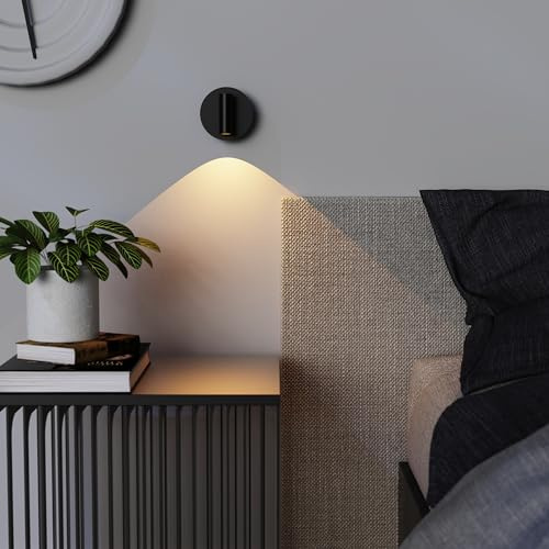 CGC Lighting USB Rechargeable Battery Magnetic Wireless Adjustable Wall Light Bed Reading Lamp (Black Scarlet)