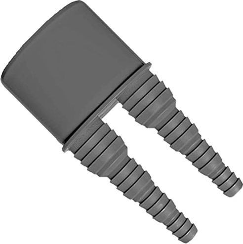 MegaHaustechnik HT Universal Doppel-Schlauchanschlußstück mit Steck-Ende für DN50 Rohrmuffe, mit Schlauchtüllen Außendurchmesser 10 12 17 20 mm Adapter Übergang Anschluss Abwasser Rohr Abfluss Ablauf