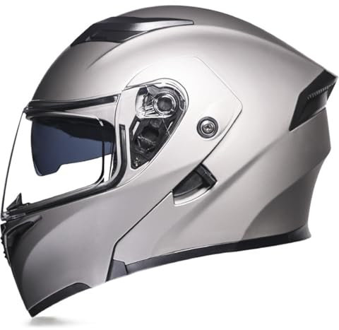 Klapphelm Integriert Motorradhelm Mit ECE Zertifizierter Modularer Integralhelm Für Herren Damen Mit Doppelvisier Flip Vollvisierhelm Outdoor Schutzhelm Lüftungssystem 5,XL:61-62CM