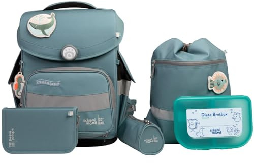School Mood skolväskeset 6-TLG. Timeless Dolphin Ocean Collection, bensin